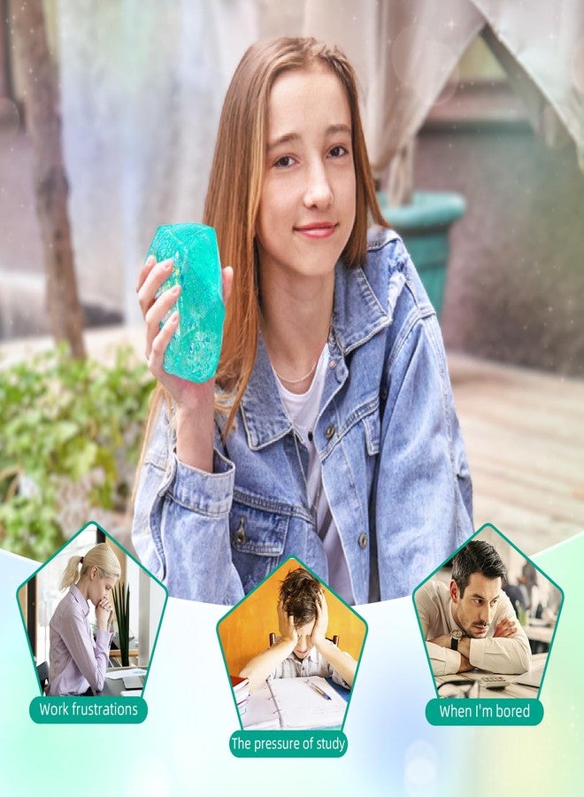 AiSiXin Stress Cube Squishy Stress Balls for Adults and Kids, Ice Squishy Sugar Stress Ball Sensory Fidget Toys, Slow Rise Squeeze Cube for Anxiety Relief, Malt Sugar Stress Cube for Hand Exercise (Cyan) - Image 5