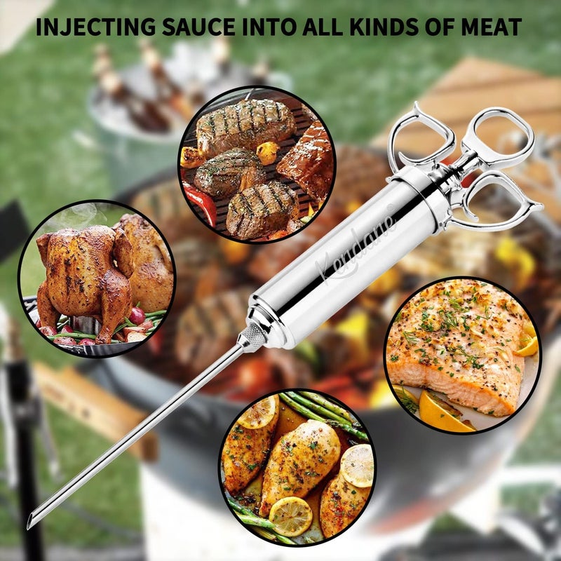 Kendane Meat Injector Syringe 2-oz Marinade Flavor Barrel 304 Stainless Steel with 3 Marinade Needles for BBQ Grill Smoker, Turkey, Fish, Brisket, Paper Silicone Brush and Instruction Included by - Image 3