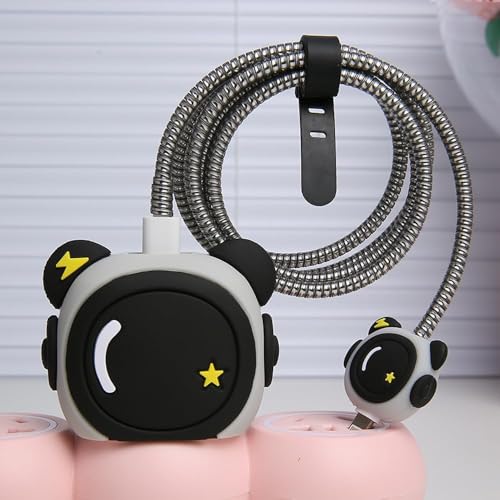 CERLINK Charger Cable Protectors for iPhone Chargers 18W 20W Type C, 3D Cute Protective Case Cover Cartoon Style Fully Charger & Adaptor Protection Set-1 (Astronaut) - Image 1