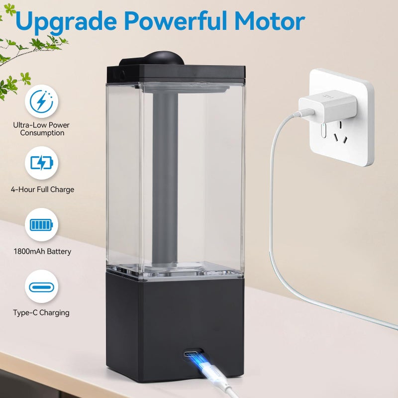 RESNOMI Automatic Soap Dispenser Touchless, Soap Dispenser Bathroom, Large Transparent Reservoir&Wall Mount, Type-C Rechargeable&3-Level Adjustable, Water-Resistant, Kitchen, Hotel, and School, Black - Image 4