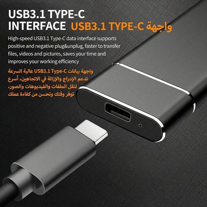 NEELABIL SSD 1TB Type-C Mobile Solid State Drive Portable USB 3.1 Portable SSD Shockproof Aluminum Alloy Solid State Drive Compatible with Windows XP/Win7/Win8/Win10/Mac OS/Linux(Black) - Image 5