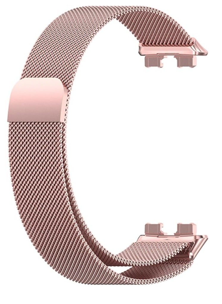 Huawei Band 9 Luxury Design Replacement Band Breathable And Waterproof, Stainless Steel Mesh Strap Magnetic Rosepink - Image 1