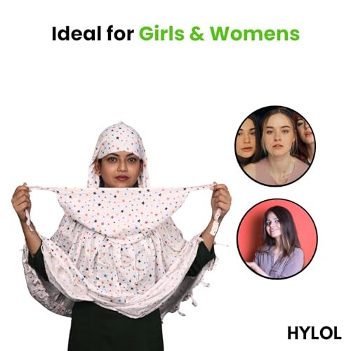HYLOL Pure Cotton White Innovative Stylish Star Printed Pattern Fancy Scarf With Sun Protection Cover Face Cotton Mask For Women's And Girls (Star) For Female - Image 4