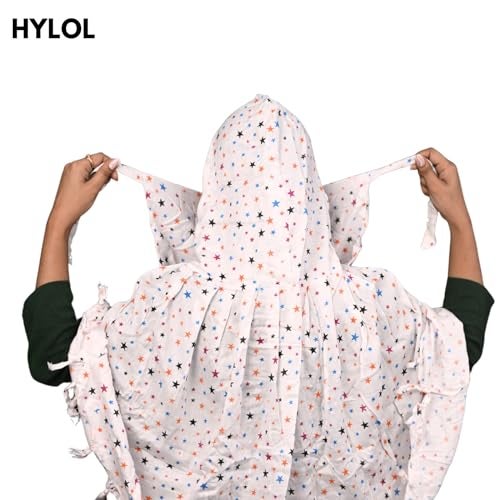 HYLOL Pure Cotton White Innovative Stylish Star Printed Pattern Fancy Scarf With Sun Protection Cover Face Cotton Mask For Women's And Girls (Star) For Female - Image 3