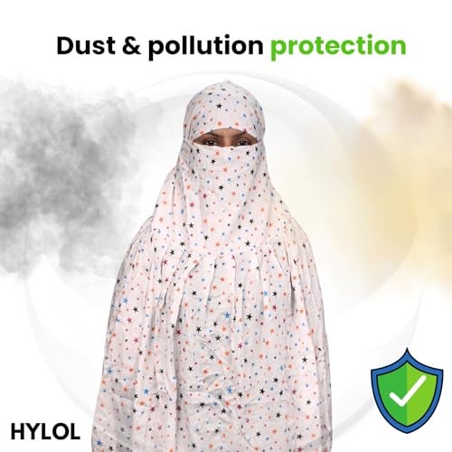 HYLOL Pure Cotton White Innovative Stylish Star Printed Pattern Fancy Scarf With Sun Protection Cover Face Cotton Mask For Women's And Girls (Star) For Female - Image 5