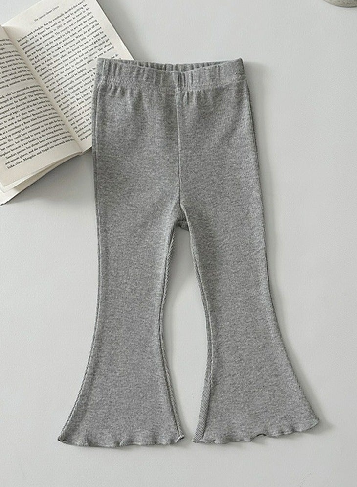 إسكدنيا الفتيات بنطلون الجرس الصلبة تمتد الخصر بنطلون فضفاض رمادي