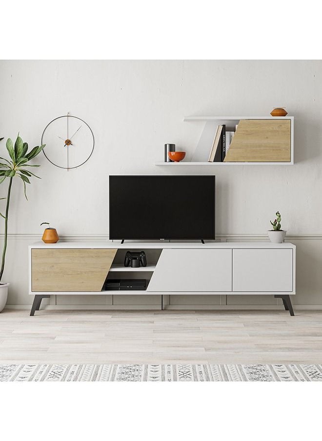 Mourah Fiona Tv Unit Up To 70 Inches With Storage - White/Oak - 2 Years Warranty - pzsku/Z324F9F5BFD44525557FFZ/45/_/1674712976/2124da6a-50e7-45b4-9244-0dd33ee35ef0