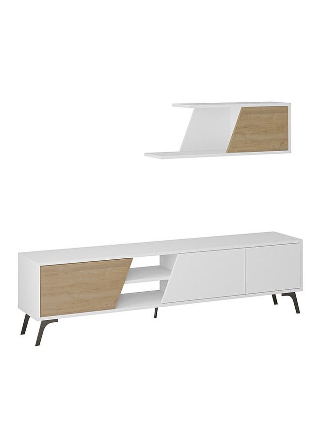 Mourah Fiona Tv Unit Up To 70 Inches With Storage - White/Oak - 2 Years Warranty - pzsku/Z324F9F5BFD44525557FFZ/45/_/1674712976/34220d53-60a5-4c4e-b949-f5a86dbdda9e