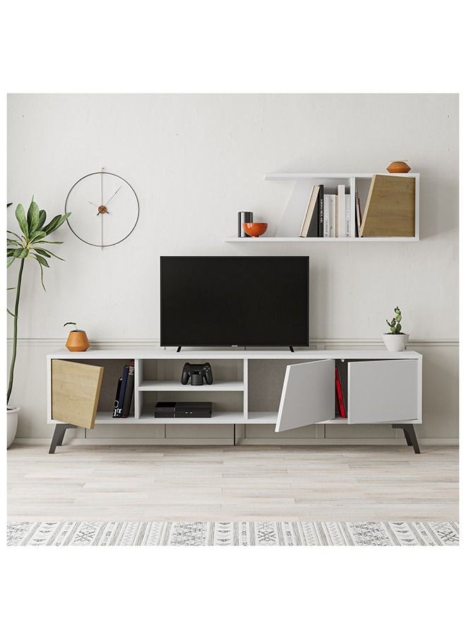 Mourah Fiona Tv Unit Up To 70 Inches With Storage - White/Oak - 2 Years Warranty - pzsku/Z324F9F5BFD44525557FFZ/45/_/1674712976/c6c50e28-6398-401b-9cfb-2bdce9955eb5