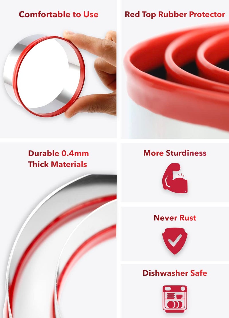 COOKIEQUE 4Pcs Round Cookie Cutter Set 2""  3""  4""  5""  Biscuit Cutters  Large Circle Cookie Cutters  Sandwich Cutter  Unique Design with Protective Red Top PVC  - Image 2
