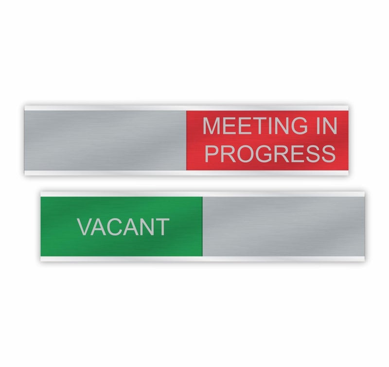 NapTags Vacant/Meeting In Progress Slider Sign, 10" x 2" (Red/Green) - Image 4