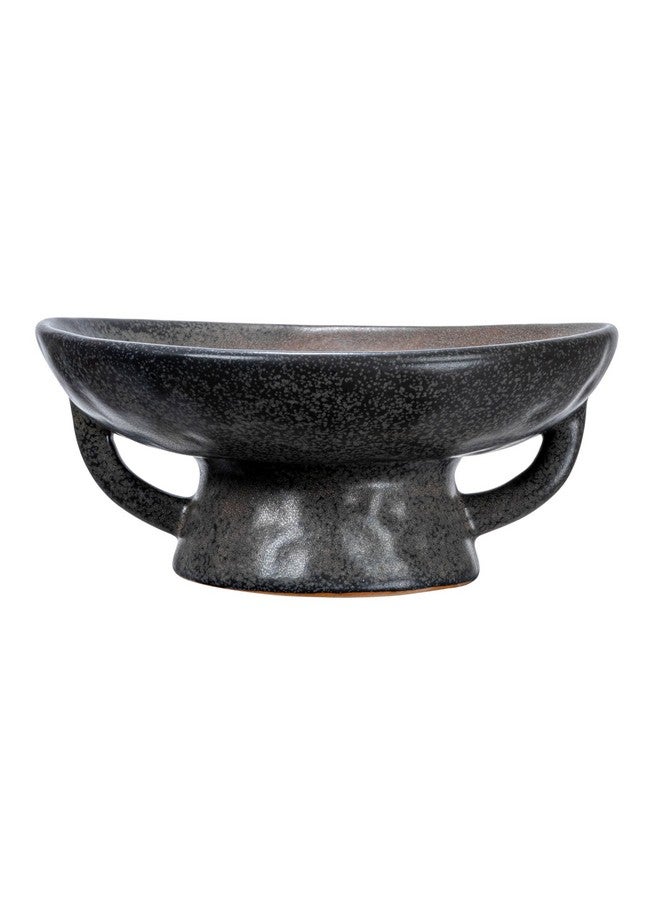 Creative Co-Op Stoneware Bowl with Handle and Base, Black Reactive Glaze - Image 4