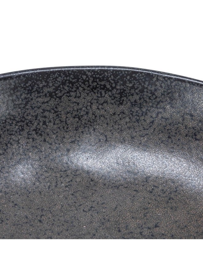 Creative Co-Op Stoneware Bowl with Handle and Base, Black Reactive Glaze - Image 3