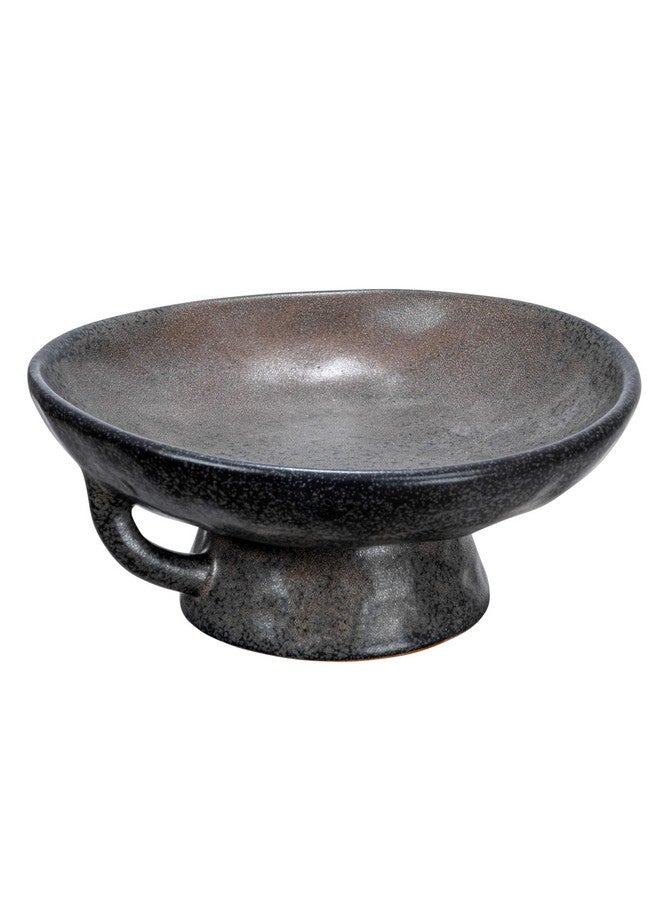Creative Co-Op Stoneware Bowl with Handle and Base, Black Reactive Glaze - Image 2