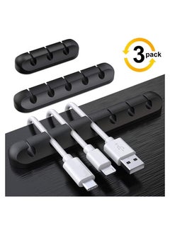 بيوينتي مشابك إدارة كابلات الطاقة - كابلات USB - كابلات التلفزيون - أجهزة الكمبيوتر - المنزل والمكتب - كابلات سطح المكتب - مشبك كابل مكون من 3 قطع باللون الأسود  - Image 1