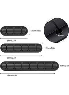 بيوينتي مشابك إدارة كابلات الطاقة - كابلات USB - كابلات التلفزيون - أجهزة الكمبيوتر - المنزل والمكتب - كابلات سطح المكتب - مشبك كابل مكون من 3 قطع باللون الأسود  - Image 5