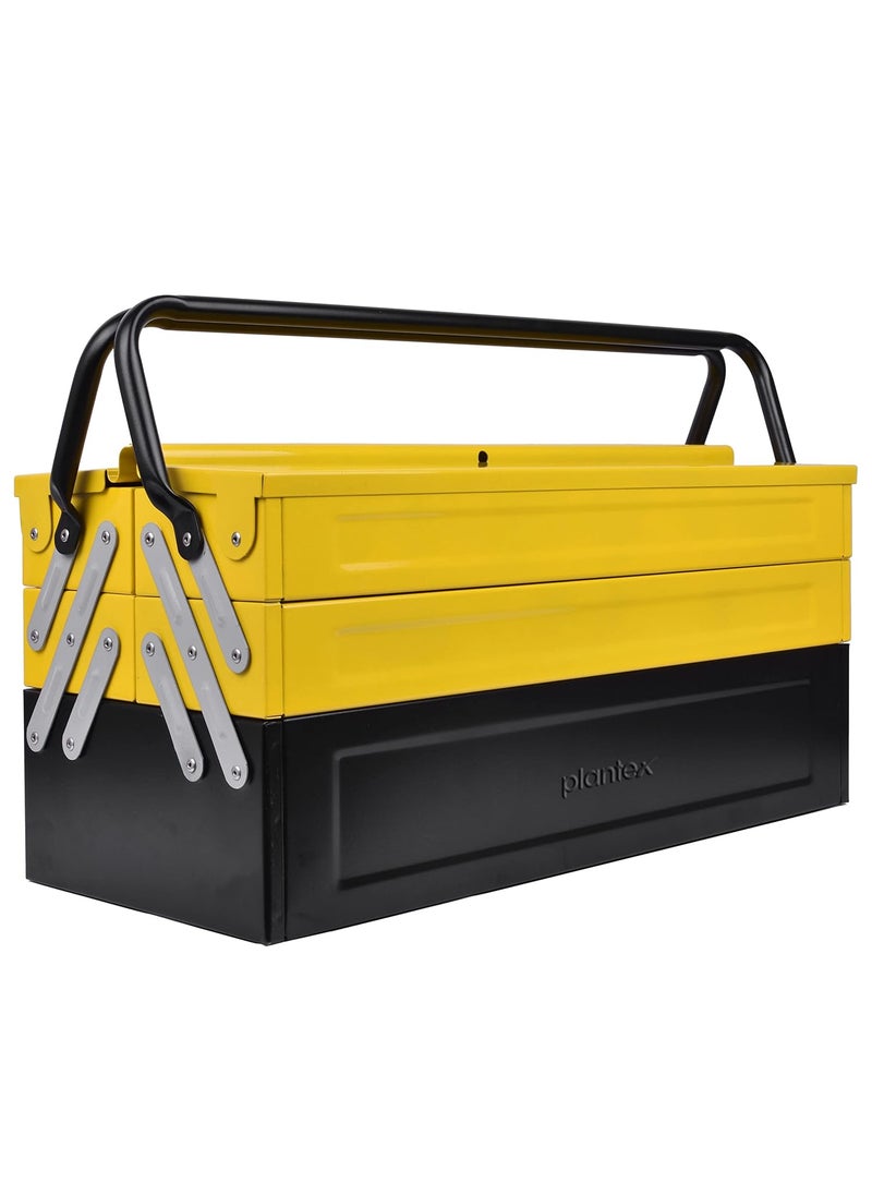 plantex Plantex Tool Box for HomeSturdy Tools Box With Large CapacityEmpty Tool BoxTool Organizer for Carpenter Garage And Home Essential Tools 5 Compartments Yellow Black Metal  - Image 1