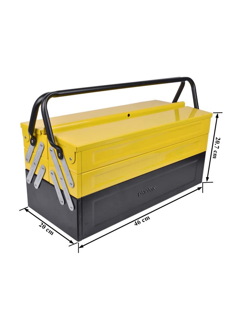 plantex Plantex Tool Box for HomeSturdy Tools Box With Large CapacityEmpty Tool BoxTool Organizer for Carpenter Garage And Home Essential Tools 5 Compartments Yellow Black Metal  - Image 4