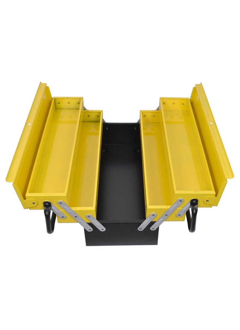 plantex Plantex Tool Box for HomeSturdy Tools Box With Large CapacityEmpty Tool BoxTool Organizer for Carpenter Garage And Home Essential Tools 5 Compartments Yellow Black Metal  - Image 2