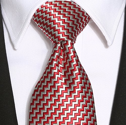 KissTies Plaid Necktie Checked Extra Long Tie in Gift Box, Red Silver Grey (63'' XL) - Image 3