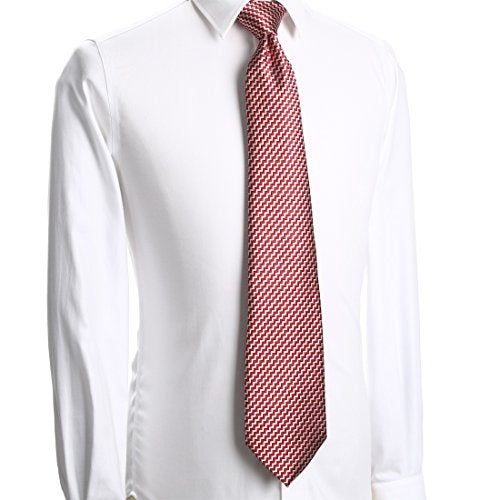 KissTies Plaid Necktie Checked Extra Long Tie in Gift Box, Red Silver Grey (63'' XL) - Image 4