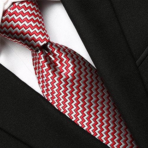 KissTies Plaid Necktie Checked Extra Long Tie in Gift Box, Red Silver Grey (63'' XL) - Image 2