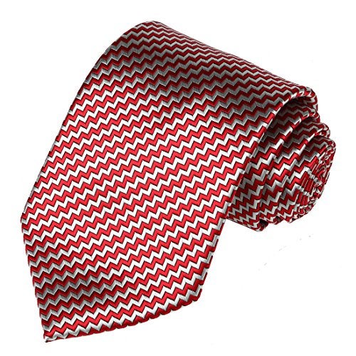KissTies Plaid Necktie Checked Extra Long Tie in Gift Box, Red Silver Grey (63'' XL) - Image 1