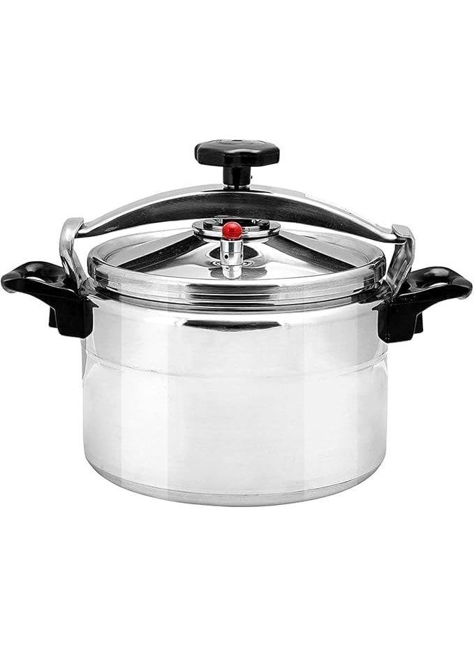 15L Aluminium Pressure Cooker 30cm - Large Capacity Heavy Duty Pot with Dual Safety Valves & Ergonomic Handles, Fast Cooking for Rice, Meat, Stew & Biryani, Silver - Image 1