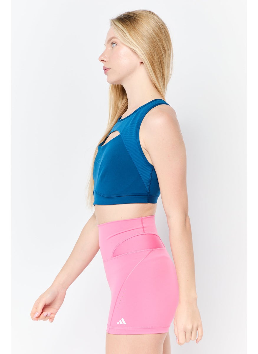 Adidas Women Brand Logo Lightly Padded Sports Bra, Teal Green  - Image 4