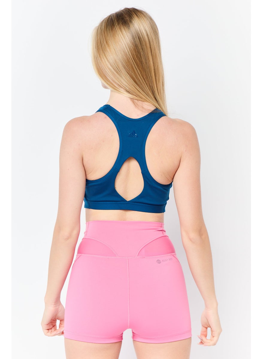 Adidas Women Brand Logo Lightly Padded Sports Bra, Teal Green  - Image 3