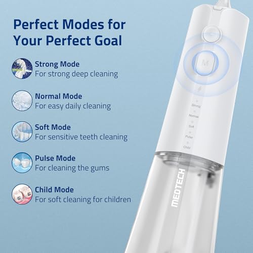MEDTECH Handyfloss Aqua Water Flosser for Teeth | 300 ML Large Water Tank | 5 Cleaning Modes | 3 Jet Tips | USB Type-C Rechargeable Dental Water Flosser | Water-Resistant Oral Irrigator | 1-Year Warranty - Image 3