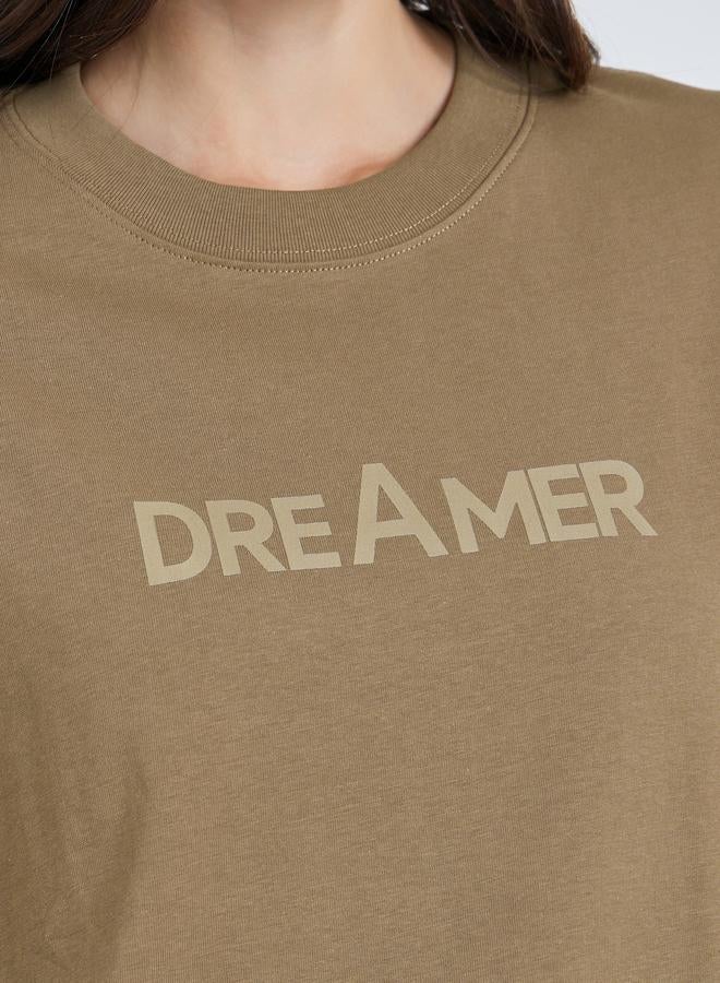 Take Two Brown Text Print Oversized Cotton T-Shirt - Image 5