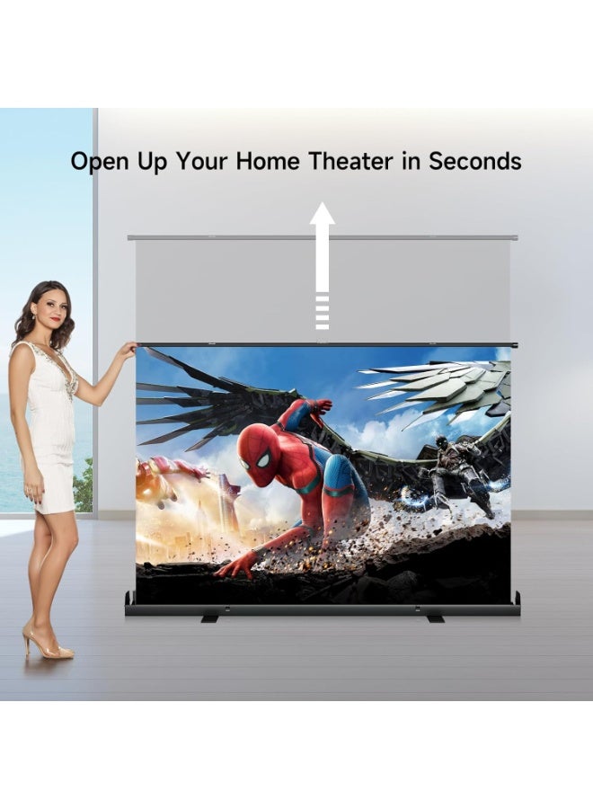 FlashHawk Floor Rising Projector Screen - Indoor & Outdoor 16:9 HD Portable Matte White Projection Screen for Long Standard Projector Fast Setup for Movies, Office Presentations & More (80 Inch/16:9) - Image 2