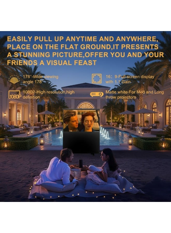FlashHawk Floor Rising Projector Screen - Indoor & Outdoor 16:9 HD Portable Matte White Projection Screen for Long Standard Projector Fast Setup for Movies, Office Presentations & More (80 Inch/16:9) - Image 3