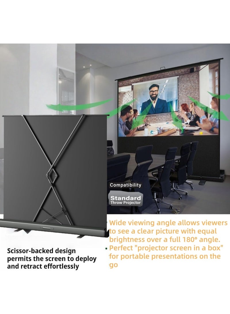 FlashHawk Floor Rising Projector Screen - Indoor & Outdoor 16:9 HD Portable Matte White Projection Screen for Long Standard Projector Fast Setup for Movies, Office Presentations & More (80 Inch/16:9) - Image 5