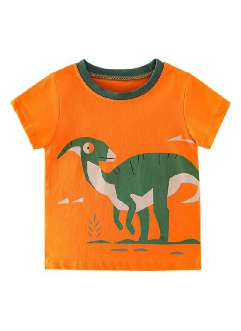 YUNIQEE Orange Graphic Printed Round Neck T-shirt