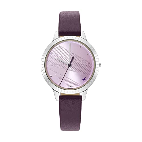 Fastrack Stunners Quartz Analog Lavender Dial Purple Leather Strap Watch for Girls - NS6267SL01 - Image 1