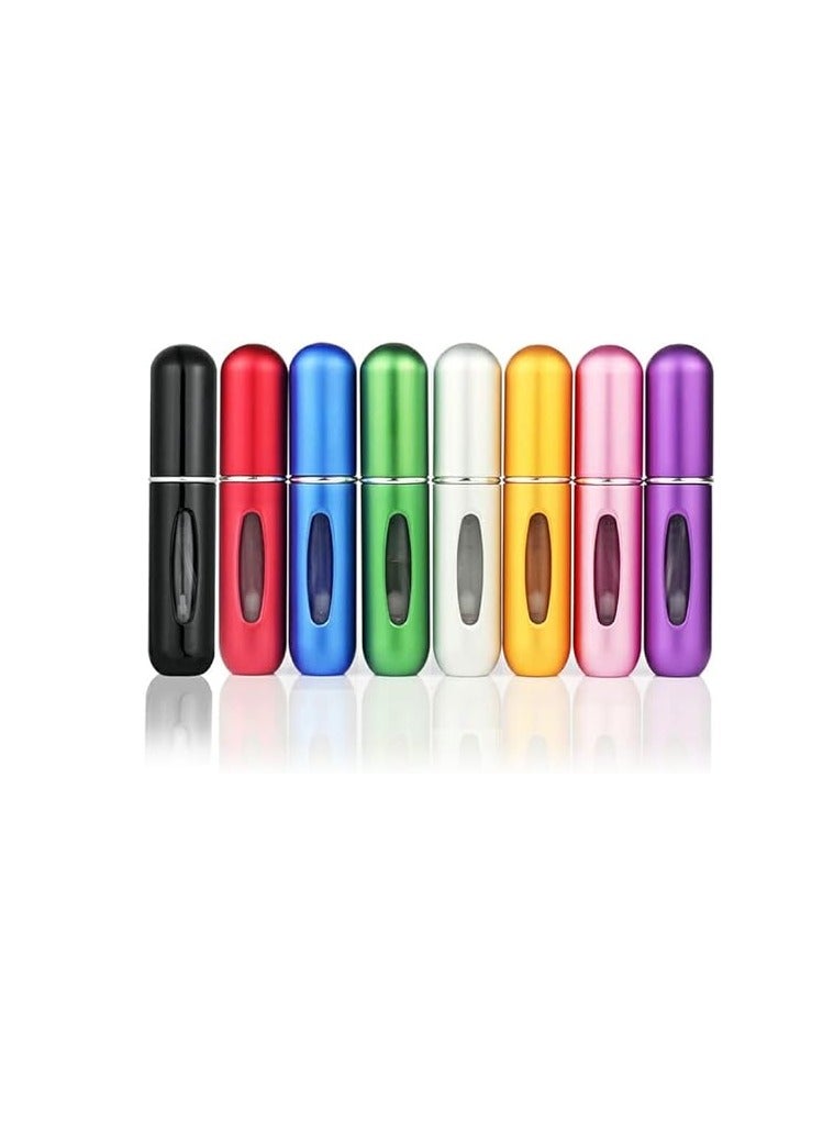 زجاجة عطر فاخرة صغيرة محمولة قابلة لاعادة الملء سعة 5 مل بمضخة انبوبية مستديرة، زجاجة عطر فارغة لمستحضرات التجميل للسفر (فضي غير لامع) - Image 2