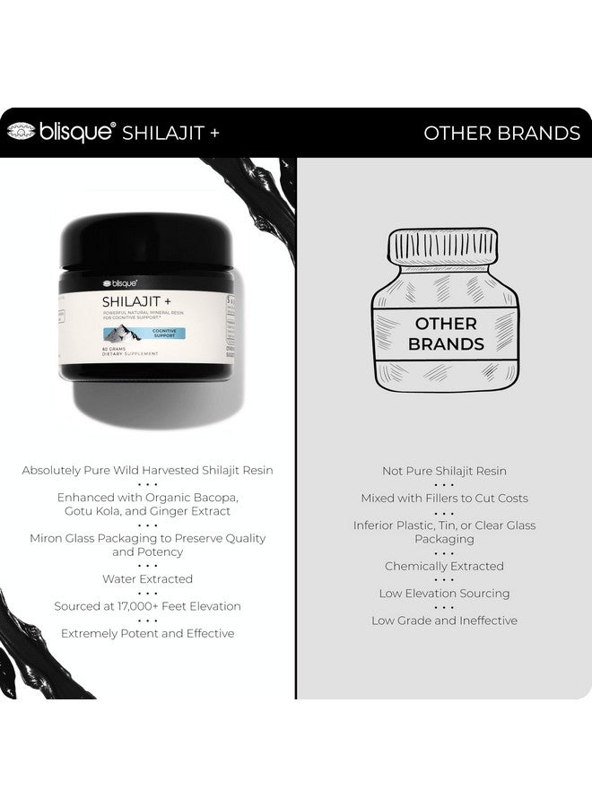 Blisque - Extremely Bitter | UNPLEASANT Taste Himalayan Shilajit Resin Supplement | for Cognitive Support | with Organic Bacopa and Gotu Kola | | 60 Grams | Very Bitter | UNPLEASANT Taste - Image 5