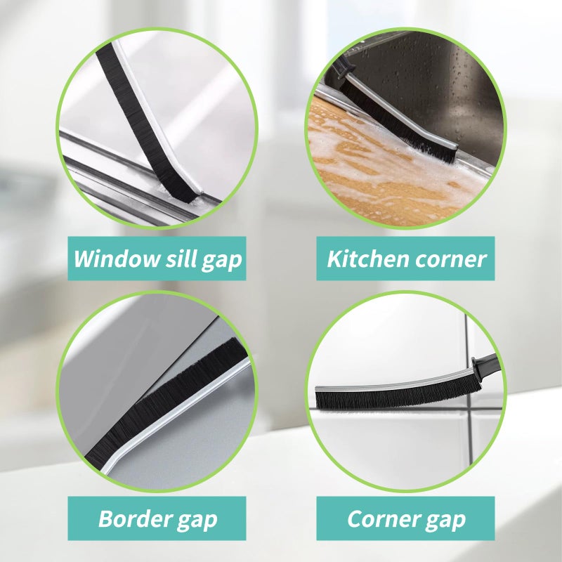 Edgnb 9 Pcs Crevice Cleaning Brush, Bathroom Gap Brush, Hand-held Groove Gap Cleaning Tools, Multifunctional Crevice Gap Cleaning Brush Tool, Shutter Door Window Track Kitchen Cleaning Brushes Kit - Image 4
