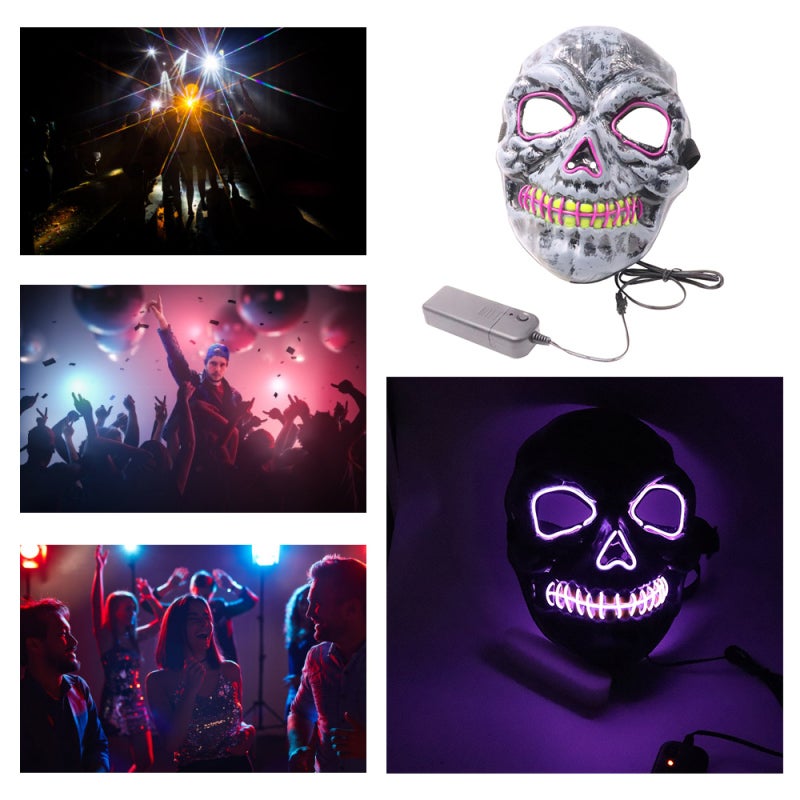 Halloween Party Mask LED Scary Flash Mask EL Line Light Mask Cosplay Mask Party Clothing Mask Supplies Multi-color Optional - Image 3