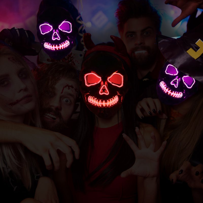 Halloween Party Mask LED Scary Flash Mask EL Line Light Mask Cosplay Mask Party Clothing Mask Supplies Multi-color Optional - Image 4