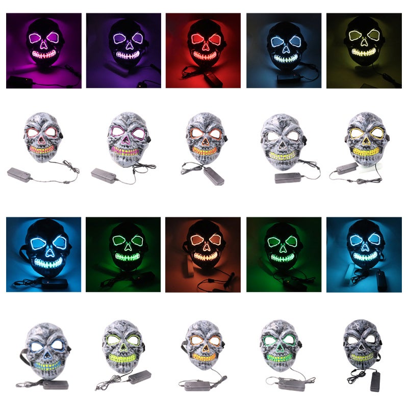 Halloween Party Mask LED Scary Flash Mask EL Line Light Mask Cosplay Mask Party Clothing Mask Supplies Multi-color Optional - Image 2