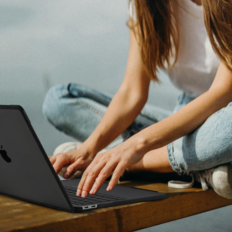 BlueSwan Anti-Cracking Case for MacBook Air 13 inch, M1 Chip 2018-2020 Model A2337 A2179 A1932, Drop Protection Soft TPU Bumper PC Base for Air 13.3 inch, Frosted Black - Image 3