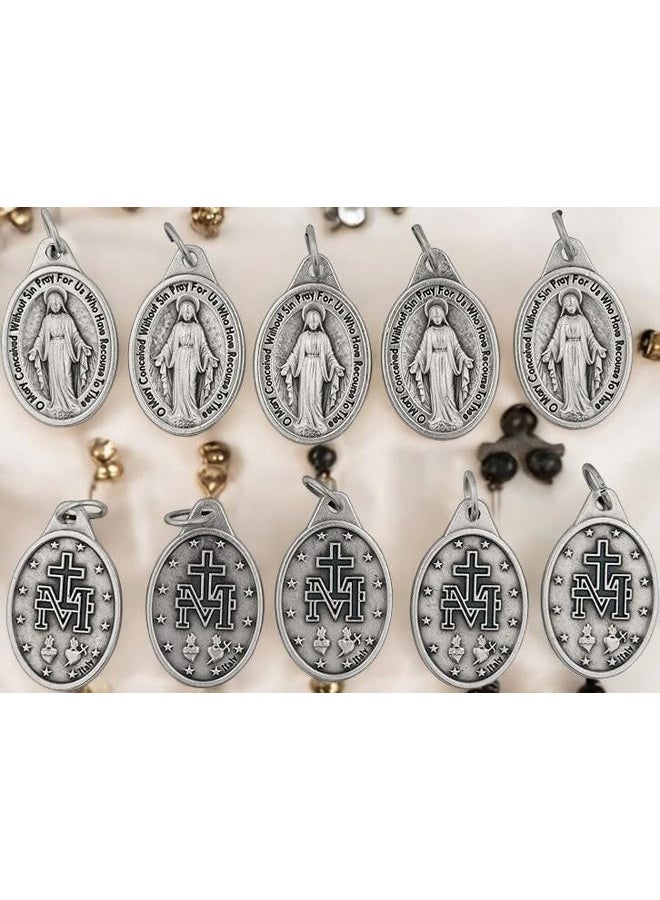 VENERARE Bulk Buy 10 Pcs - Miraculous Medal 1 Inch Lot of 10 Medals Rings Included - Mary Our Lady of Grace - Image 5