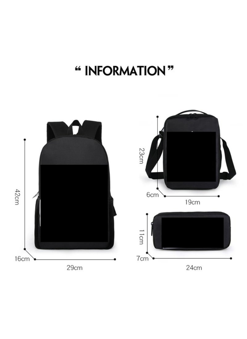 MINECRAFT Digital Printing Large Capacity Backpack Three piece Set Lunch Bag Pen Bag Polyester Comfortable Load Reducing Backpack for Students and Children Unisex  - Image 2