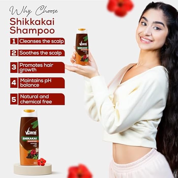 VCare Shikakai Shampoo Enriched With Amla | Hibiscus| Aloevera | Neem -200ml/6.7 Fl Oz - Image 5