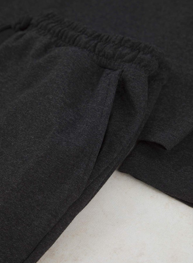 trendyol Anthracite Melange Regular Fit Color Block Knitted Pajama Set - Image 3