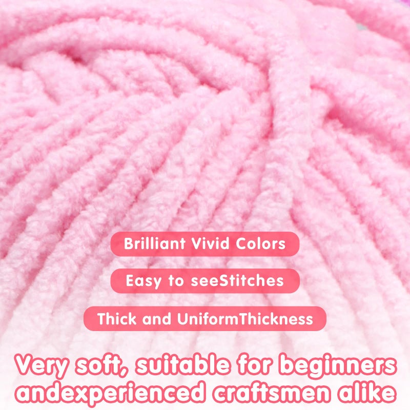 Mooaske Chunky Yarn for Crocheting and Knitting - Easy to Use Plush Chenille Super Bulky Yarn 100g/131yds - Ultra Soft Velvet Baby Blanket Yarn for Beginners & Amigurumi Projects, Light Lavender - Image 3