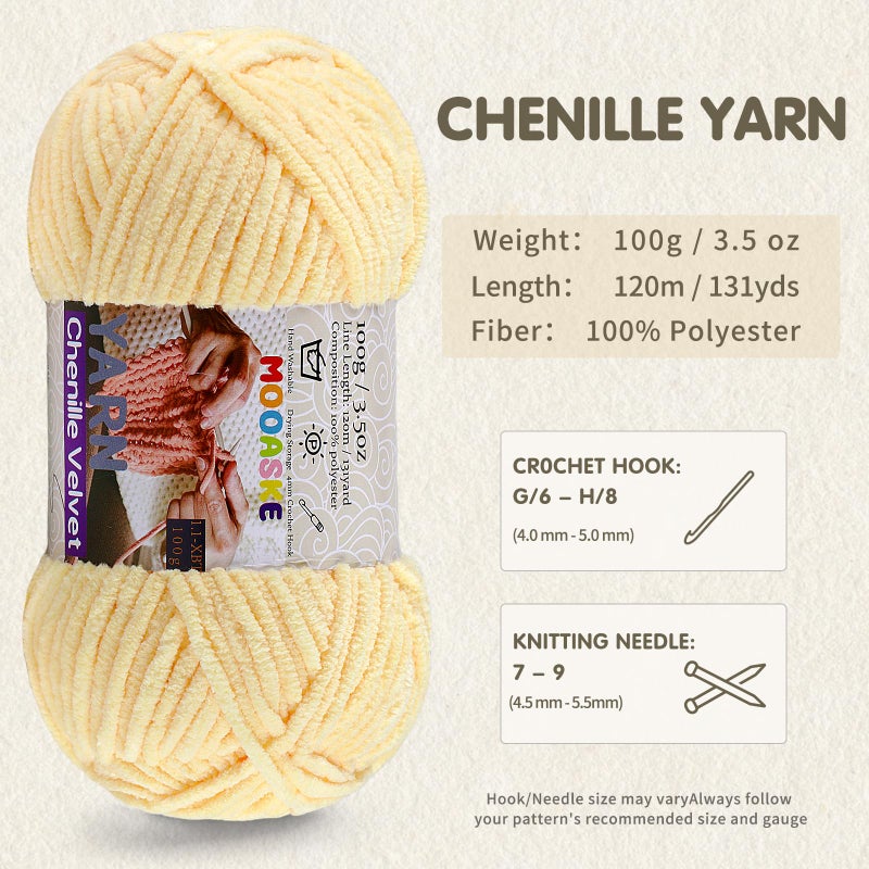 Mooaske Chunky Yarn for Crocheting and Knitting - Easy to Use Plush Chenille Super Bulky Yarn 100g/131yds - Ultra Soft Velvet Baby Blanket Yarn for Beginners & Amigurumi Projects, Light Lavender - Image 2